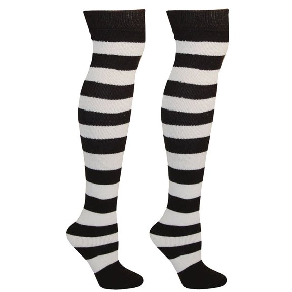 Striped Knee High Socks for Outfits, Sports, Holidays, and More! by Mato & Hash - Black/Yellow CA7150