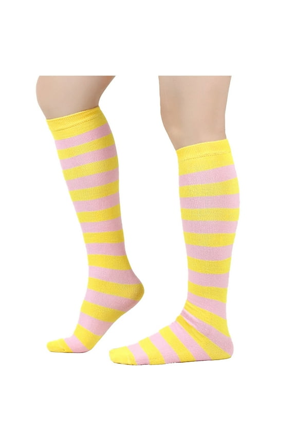 Striped Knee High Socks for Women Colorful Long Tube Socks Halloween Party Costume Knee Highs Calf Stocking Sock
