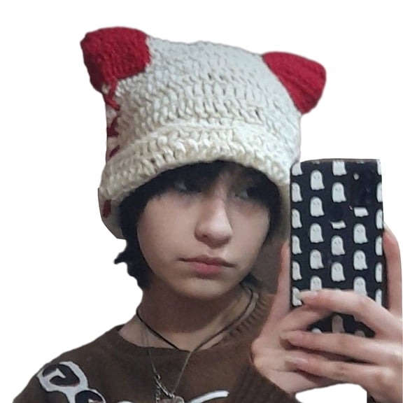 Striped Knitted Hat Halloween Striped Kitten Ear Hat Cosplay Party Hats Headgear Halloween