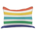thumbnail image 1 of Striped Knitted Quilt Pillowcover, Rainbow Colored and White Fun Horizontal Lines Room Red Yellow Blue Green Art, Standard King Size Pillow Cover for Bedroom, 36" x 20", Multicolor, by Ambesonne, 1 of 1