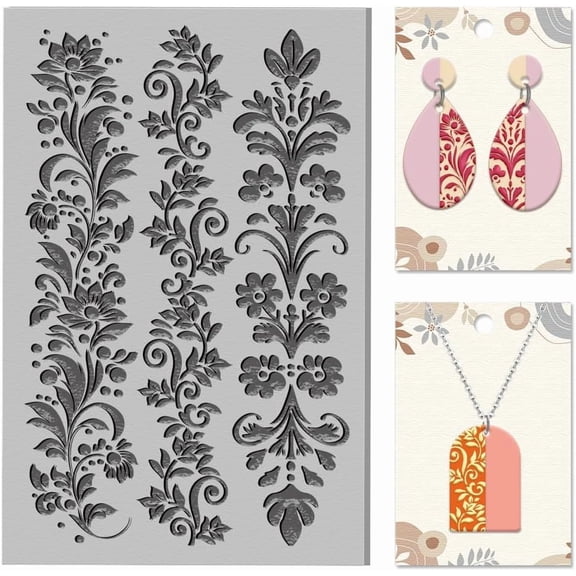 Striped Lace Clay Texture Mat Clay Modeling Pattern Pad Artistic Flowers Texture Sheets