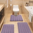 thumbnail image 1 of HAKUNA Striped Lavender Bathroom Rug Set 3 Pieces Ultra Soft, Non Slip Chenille Toilet Mat, Absorbent Plush Shaggy Bath Mats for Bathroom, Bedroom, Kitchen, 1 of 7