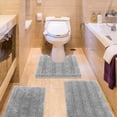 thumbnail image 1 of HAKUNA Striped Light Grey Bathroom Rug Set 3 Pieces Gray Ultra Soft, Non Slip Chenille Toilet Mat, Absorbent Plush Shaggy Bath Mats for Bathroom, Bedroom, Kitchen, 1 of 7