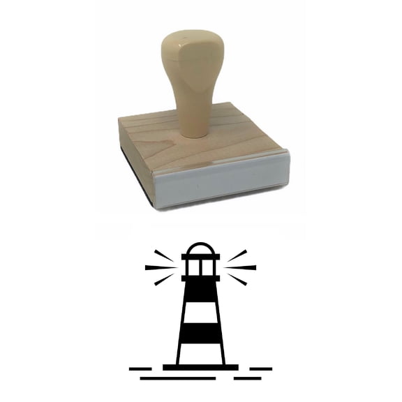 Striped Lighthouse Rubber Stamp, 2 X 2" Wood Stamp