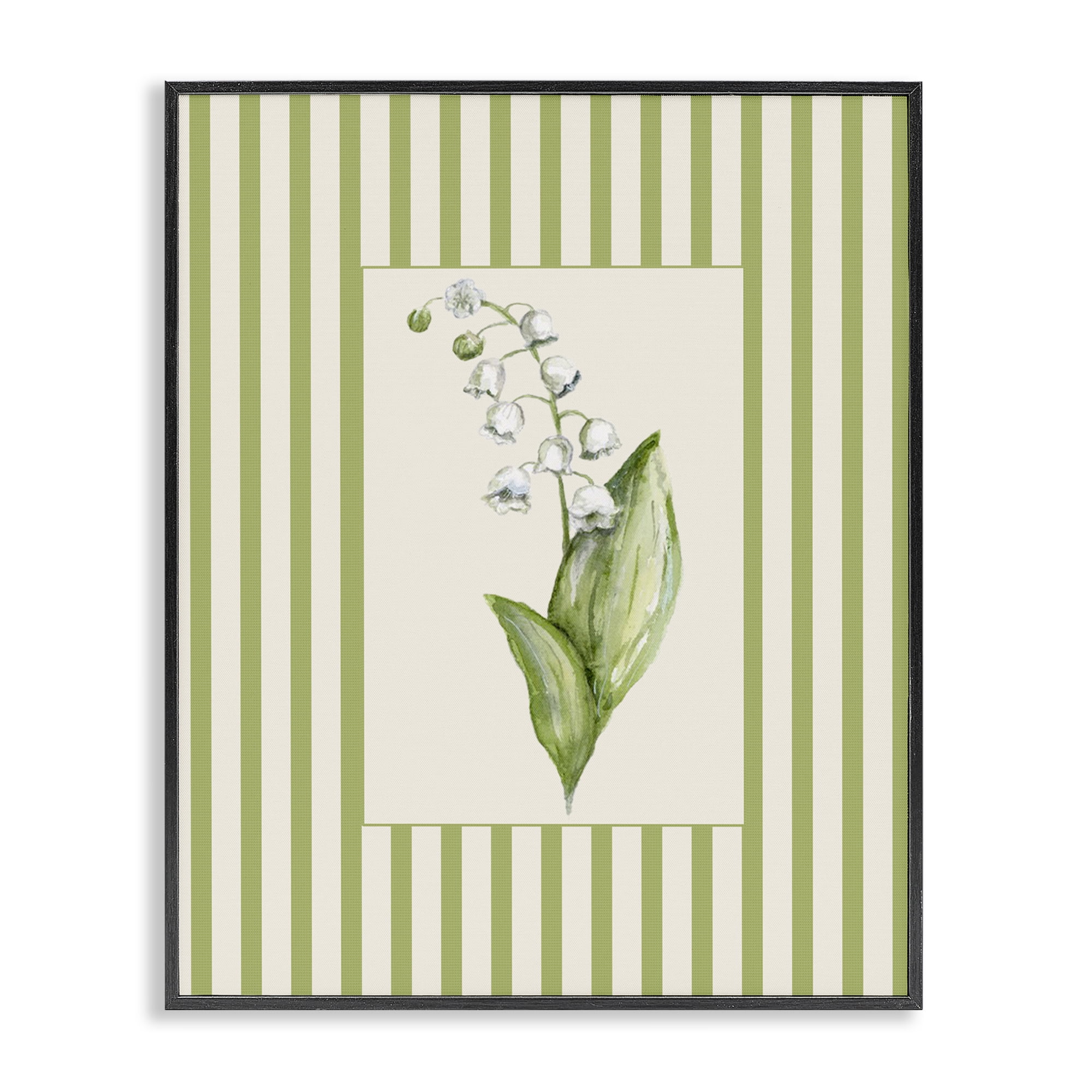 Striped Lily Of The Valley Black Framed Giclee Art, design by Lisa Wehmeyer