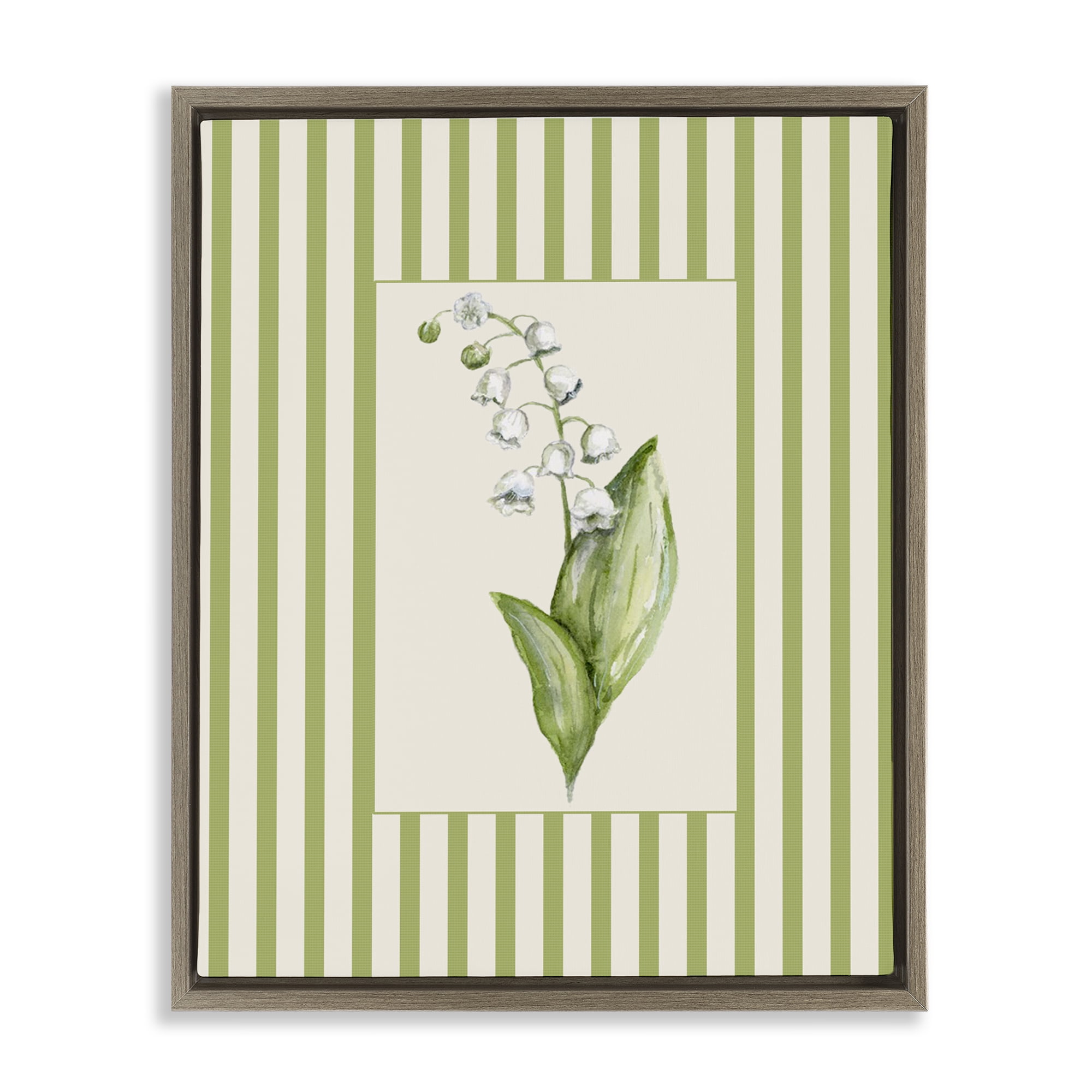 Striped Lily Of The Valley Brown Framed Floater Canvas Wall Art, design by Lisa Wehmeyer