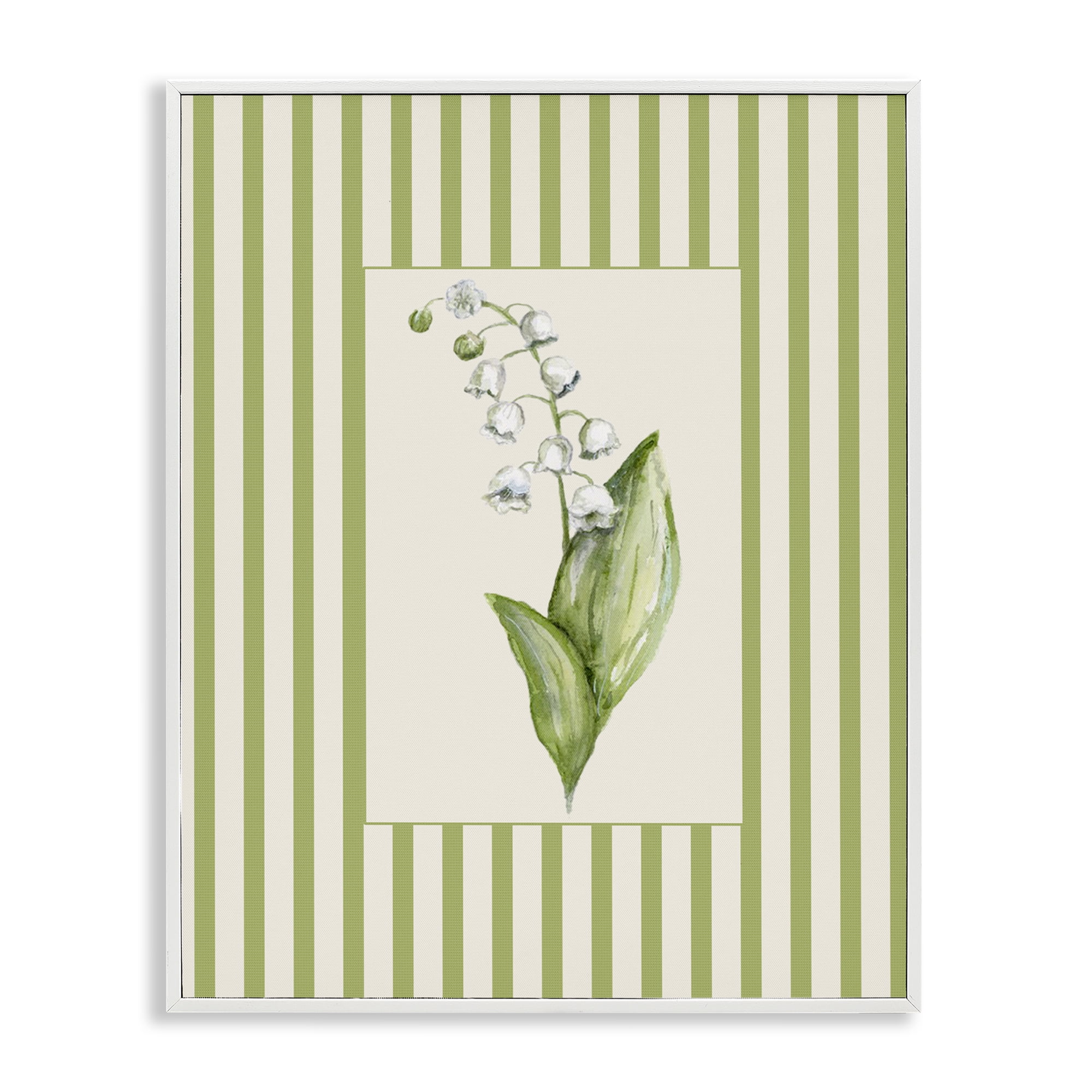 Striped Lily Of The Valley White Framed Giclee Art, design by Lisa Wehmeyer