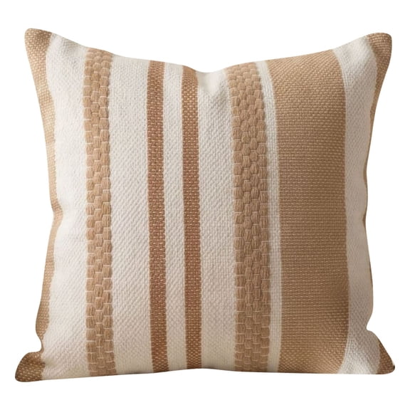 Striped Linen Textured Throw Pillow Covers 17.7x17.7 Inch, Boho Decorative Cushion Covers, Neutral Pillowcases for Couch, Sofa, Bed Farmhouse & Modern Living Room Decor, Yellow Stripe