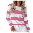 thumbnail image 1 of Striped Long Sleeve Shirt Women! Comdrip Long Sleeve Shirts for Women Crew Neck Tops Tunic Fall Winter Sweatshirts 2025 Clothes Womens Cute Tops Pink S, 1 of 5