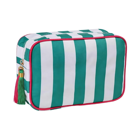 Striped Mahjong Storage Bag – Durable Foldable Travel Organizer for Tiles, Carrying Case with Zipper & Handles