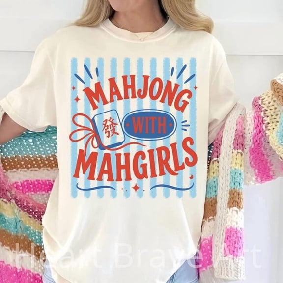Striped Mahjong With Mahgirls Shirt, Funny Game Night Tee, Mahj T-Shirt, Mahjong Night Outfit, Girls Game Night Shirt, Mahjong Club
