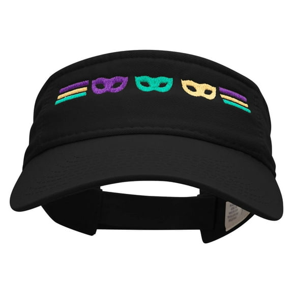 Striped Masks Embroidered Pro Style Cotton Twill Washed Visor - Black OSFM