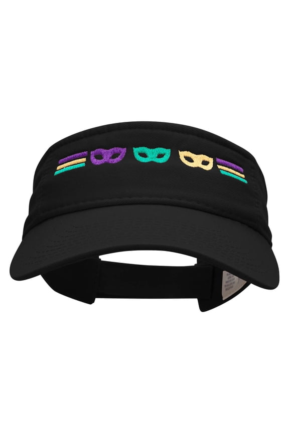 Striped Masks Embroidered Pro Style Cotton Twill Washed Visor - Black OSFM