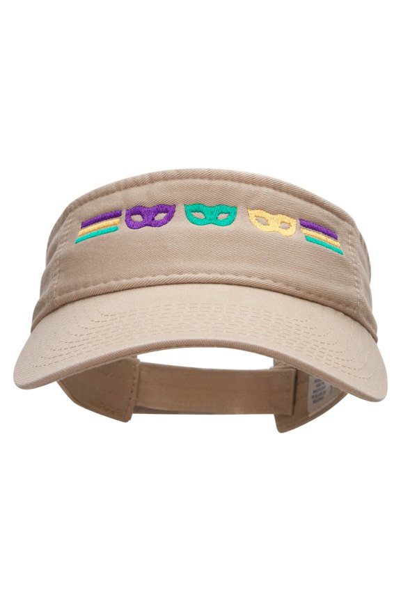 Striped Masks Embroidered Pro Style Cotton Twill Washed Visor - Khaki OSFM