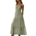 thumbnail image 1 of Striped Maxi Dress with Tie Straps (S, Green), 1 of 5