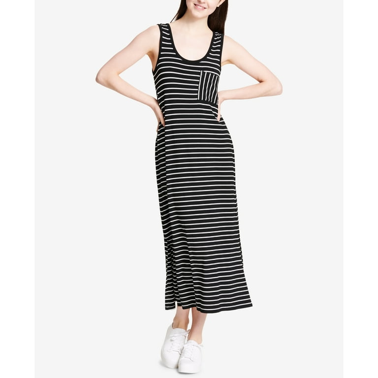 Calvin Klein Striped Patch Pocket Maxi Dress Black White M Walmart