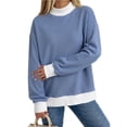thumbnail image 1 of Striped Mock Neck Sweatshirt For Women Oversized Pullover Tops 2026 Long Sleeve Sweatshirts Soft Ribbed Trim Knit Material Casual Fall Winter Fashion Clothes Vacation, 1 of 6