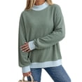thumbnail image 1 of Striped Mock Neck Sweatshirt For Women Oversized Pullover Tops 2026 Long Sleeve Sweatshirts Soft Ribbed Trim Knit Material Casual Fall Winter Fashion Clothes Vacation, 1 of 6