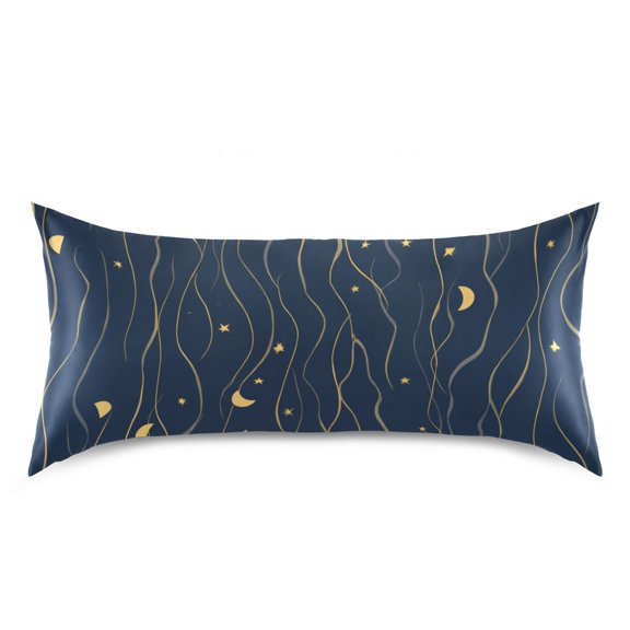 Striped Moon Pillow Case Standard Size Silky Satin Pillow Cover for Bedroom 20x26 Inch
