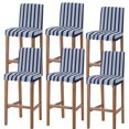 thumbnail image 1 of Striped Navy Blue Bar Stool Covers - Stretch Dining Chair Covers Set of 6, Farmhouse Line Stripes Classic Bar Chair Cover Removable Counter Stool Pub Chairs Slipcovers Protectors for Kitchen/Cafe, 1 of 9
