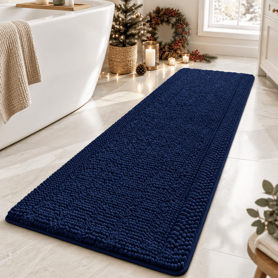 Striped Navy Blue Bathroom Rug Mat 59