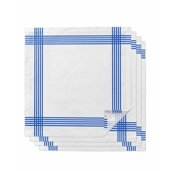 Striped Navy Cloth Napkins Set of 4 Reusable Dinner Napkins, Blue White Geometric Minimalist Cocktail Napkin Washable Table Napkins for Wedding/Holiday Party/Baby Shower 20"x20"