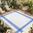 thumbnail image 1 of Striped Navy Outdoor Rug 3x5 Ft - Reversible Patio Rug Outdoor Camping Rugs, Blue White Geometric Minimalist Washable Indoor Outdoor Area Rugs, Non-Slip Outdoor Carpet Runner for Deck/Porch, 1 of 8