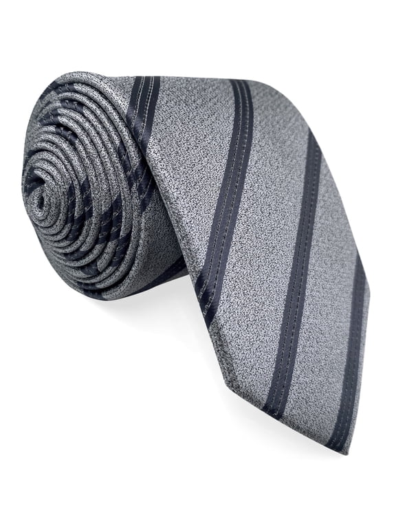 Striped Necktie for Men Grey Two-Tone Suit Tie Formal Business Attire Jacquard Woven Classic 57.5"