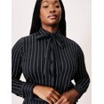 thumbnail image 1 of Long-Sleeve Oxford Athleisure Black, Striped Night Top (Women's) - Mrs Momma Bear, 1 of 11