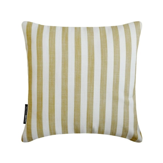 Striped Ochre Decorative Throw Pillow Covers 14"x14" | Contemporary Cotton Cushion Cover Striped | Country And Farm House Pillowcases for Couch / Sofa & Bed, Modern Home Décor - Stripe Plush Ochre