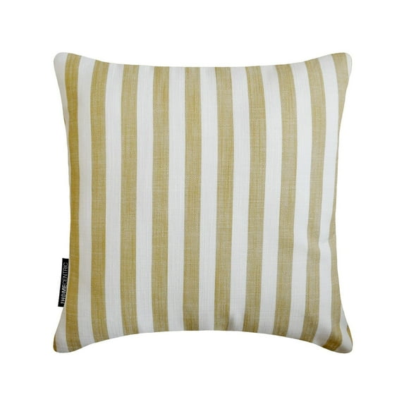 Striped Ochre Decorative Throw Pillow Covers 16"x16" | Contemporary Cotton Cushion Cover Striped | Country And Farm House Pillowcases for Couch / Sofa & Bed, Modern Home Décor - Stripe Plush Ochre