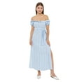 thumbnail image 1 of Striped Off-Shoulder Maxi Dress with Slit, 1 of 5