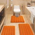 thumbnail image 1 of HAKUNA Striped Orange Bathroom Rug Set 3 Pieces Ultra Soft, Non Slip Chenille Toilet Mat, Absorbent Plush Shaggy Bath Mats for Bathroom, Bedroom, Kitchen, 1 of 7