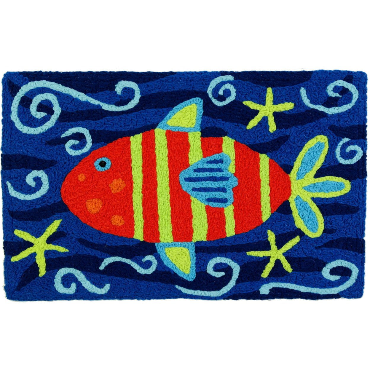 Striped Orange Fish in Blue Waters 30 x 20 Inches Accent Throw Rug ...
