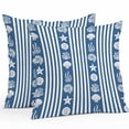thumbnail image 1 of Striped Outdoor Pillow Covers Pack of 2 Ocean Navy Blue Starfish Shell Jellyfish Coral Waterproof Throw Pillow Covers Decorative Cushion Cases for Patio Garden Tent Balcony Couch 24x24 inch, 1 of 8