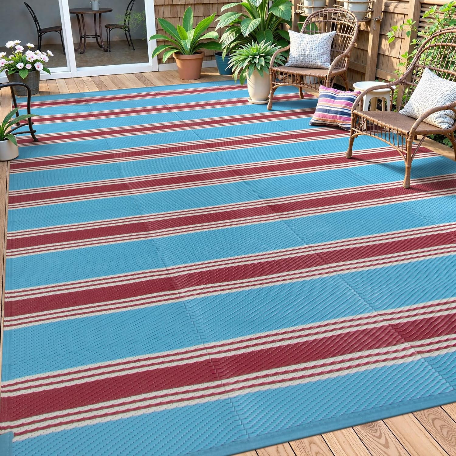 Plastic Straw Rug 9 X12