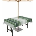 thumbnail image 1 of Striped Outdoor Tablecloth with Umbrella Hole and Zipper, Spillproof Table Cloth for Rectangle Tables, Dinner/Picnic/Patio/Party Table Cover Sage Green Country Farmhouse, 1 of 6