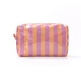 thumbnail image 1 of Pastel Striped PVC Cosmetic Bag, Waterproof Makeup Organizer Pouch with Zipper for Women Travel and Daily Essentials, 1 of 3