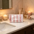 thumbnail image 1 of Striped PVC Cosmetic Bag Waterproof Makeup Pouch with Tassel Zipper for Travel Daily Toiletry Storage, 1 of 6