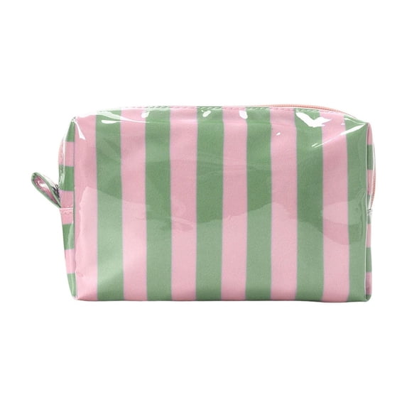 Striped PVC Cosmetic Bag Waterproof Transparent Makeup Pouch With Zipper For Travel And Daily Toiletry Storage