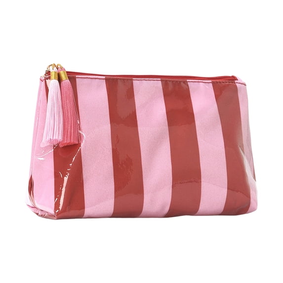 Striped PVC Cosmetic Bag Waterproof Transparent Makeup Pouch Zipper Travel Toiletry Storage Organizer Portable Women Cosmetic Carrier