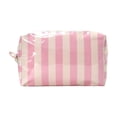 thumbnail image 1 of Striped PVC Cosmetic Bag Waterproof Transparent Makeup Pouch with Zipper for Travel and Daily Toiletry Storage, 1 of 6