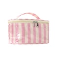 thumbnail image 1 of Striped PVC Makeup Bag, Glossy Large Capacity Cosmetic Case, Waterproof Travel Toiletry Organizer, Bright Color, 1 of 5