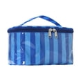 thumbnail image 1 of Striped PVC Makeup Bag, Glossy Large Capacity Cosmetic Case, Waterproof Travel Toiletry Organizer, Bright Color, 1 of 5