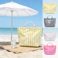 thumbnail image 1 of Striped PVC Tote Bag, Waterproof Glossy Large Capacity Handbag with Handles and Flat Base for Beach, Shopping, Travel and Daily Use, Multicolor, 1 of 7