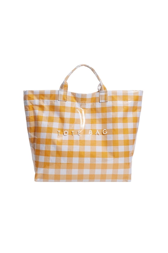 Striped Tote Bag for Women, Checkered Tote Bag for Beach Pool Large Plaid Letters Print Hobo Handbag
