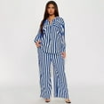 thumbnail image 1 of Striped Pajama Set with Buttons, Shirt and Pajama Pants (XL, MultiBlue), 1 of 5