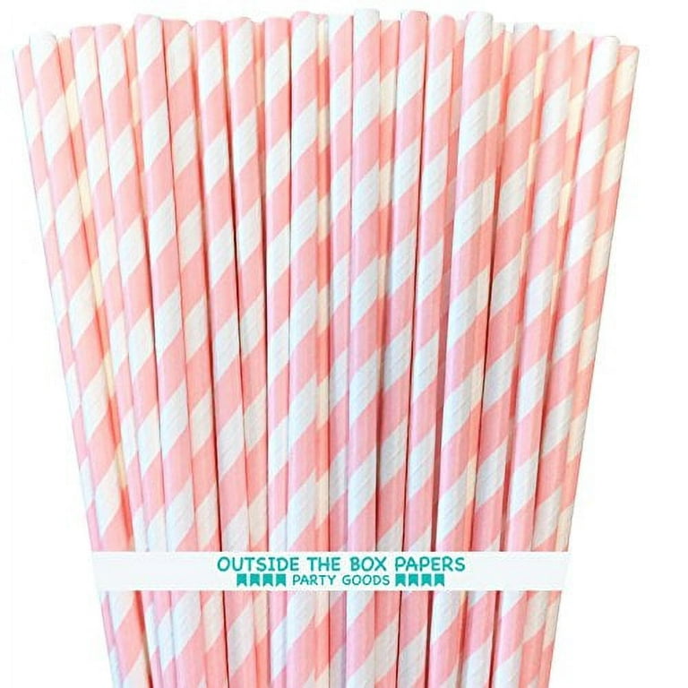 Sustainable Paper Straws Rings Pink 7.75 Inches 100 Count Box