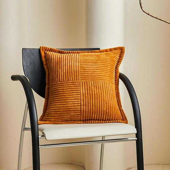 Striped Patchwork Corduroy Throw Pillow Covers 18x18, Decorative Square Throw Pillows for Couch Sofa Bed Living Room Home Decor