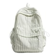 thumbnail image 1 of Cute Aesthetic School Backpack, Striped Pattern Backpack with Drawstring Side Pockets, School Backpack for Outdoor Shopping Travel, Green, 1 of 8